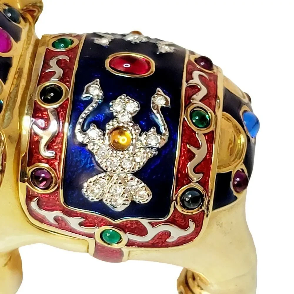 Vtg Trinket Jewelry Box Made with Swarovski Crystal Decorative Elephant Figurine